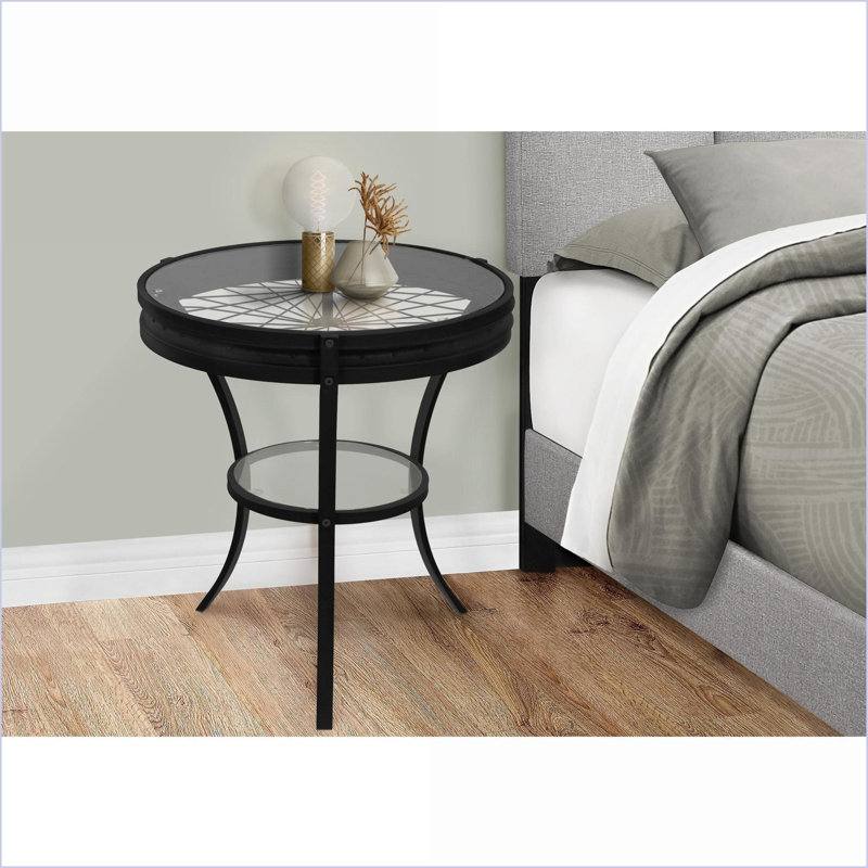 Table basse en verre trempé transparent peu encombrant avec métal martelé noir, idéale pour le salon et la chambre à coucher