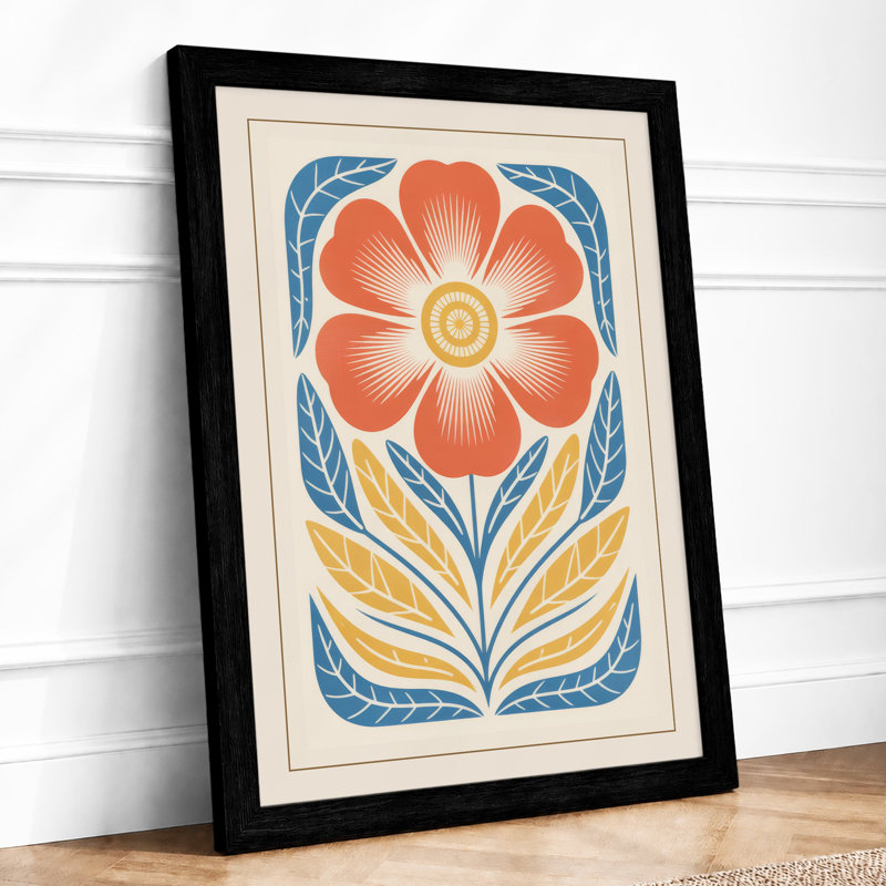 Symmetry in Bloom Botanical - Framed Print, A1 - 84.1 x 59.4 cm, Black