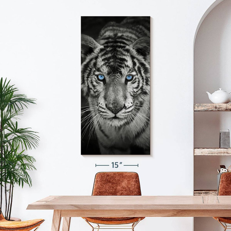 Tigre bleu sur toile, H 48 po x l 24 po x P 1,25 po