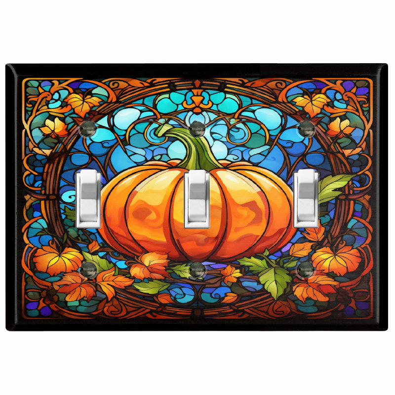 Figurine murale d'Halloween festive 3 lumières citrouille