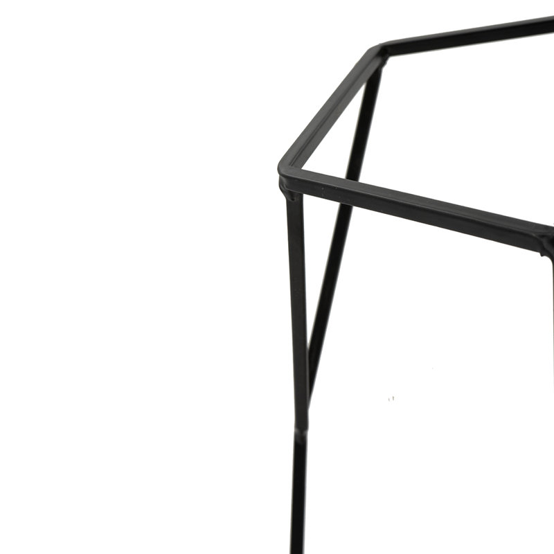 Jardinières murales géométriques en bois de sapin S / 3 avec cadres en fer noir, porte-plantes suspendus sculpturaux