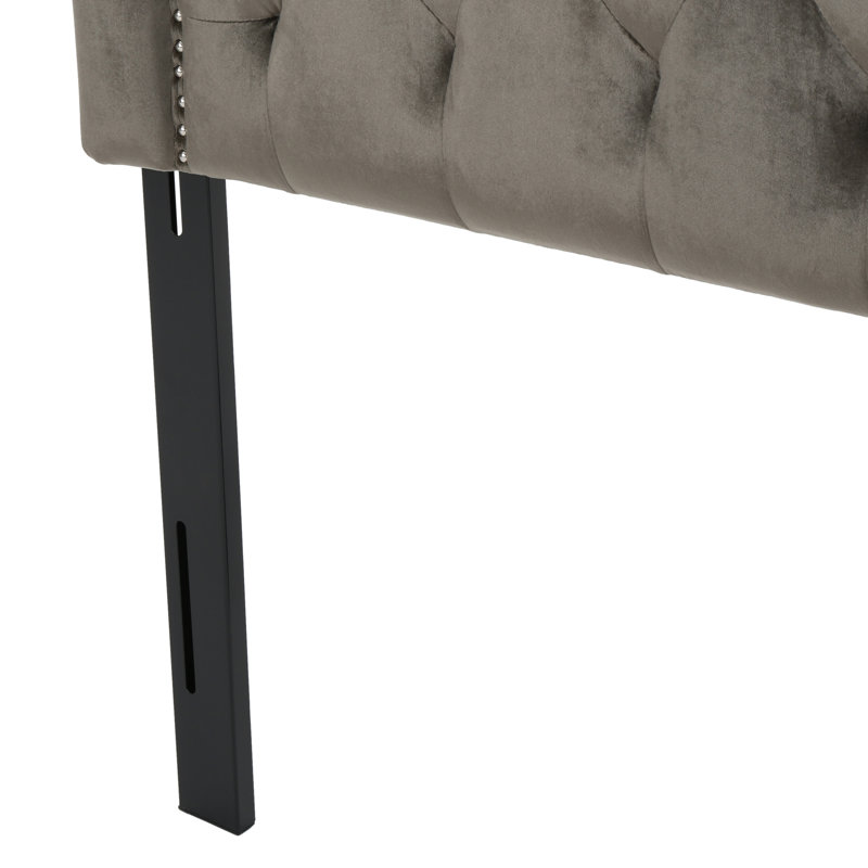 Danni Upholstered Metal Panel Headboard, Polyester Blend Gray, Full / Double