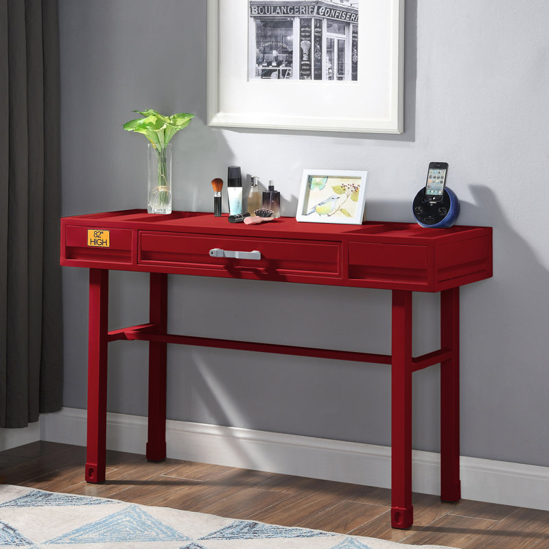 Mdern Writing Desk With 1 Drawer For Home, Red