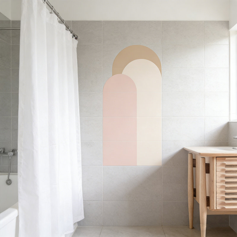 Arch Wall Decal, Modern Geometric Shape Peel and Stick Wallpaper Self-Adhesive Removable Sticker Boho Mural Decor for Living Room