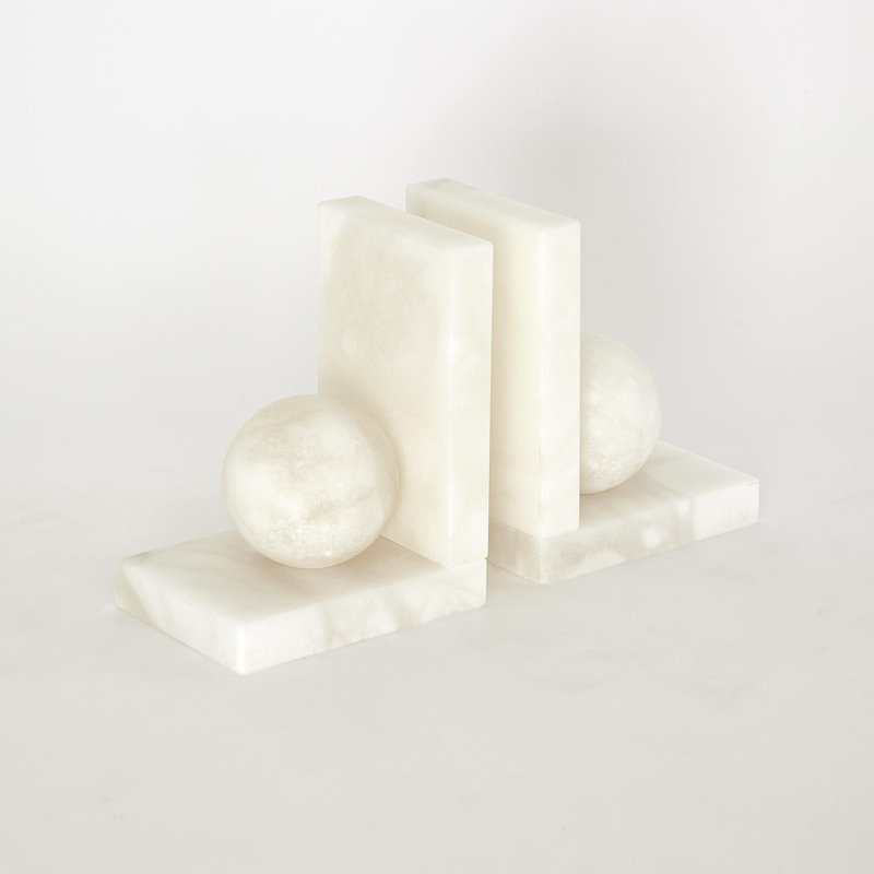 Alabaster Ball Non-skid Bookends