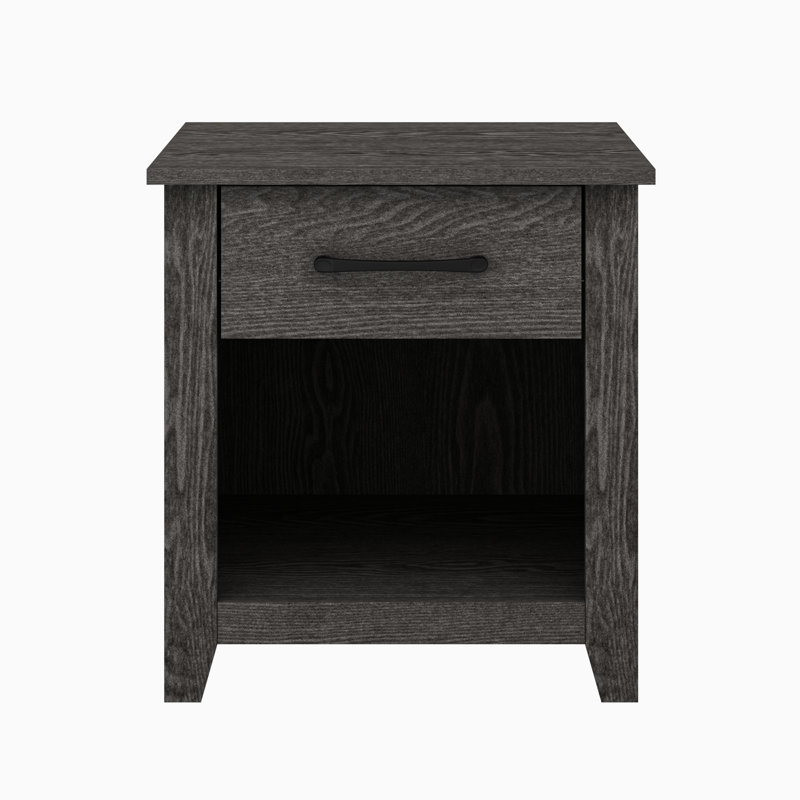 Walter 20.3" 1 Drawer Nightstand, Dark Gray Oak