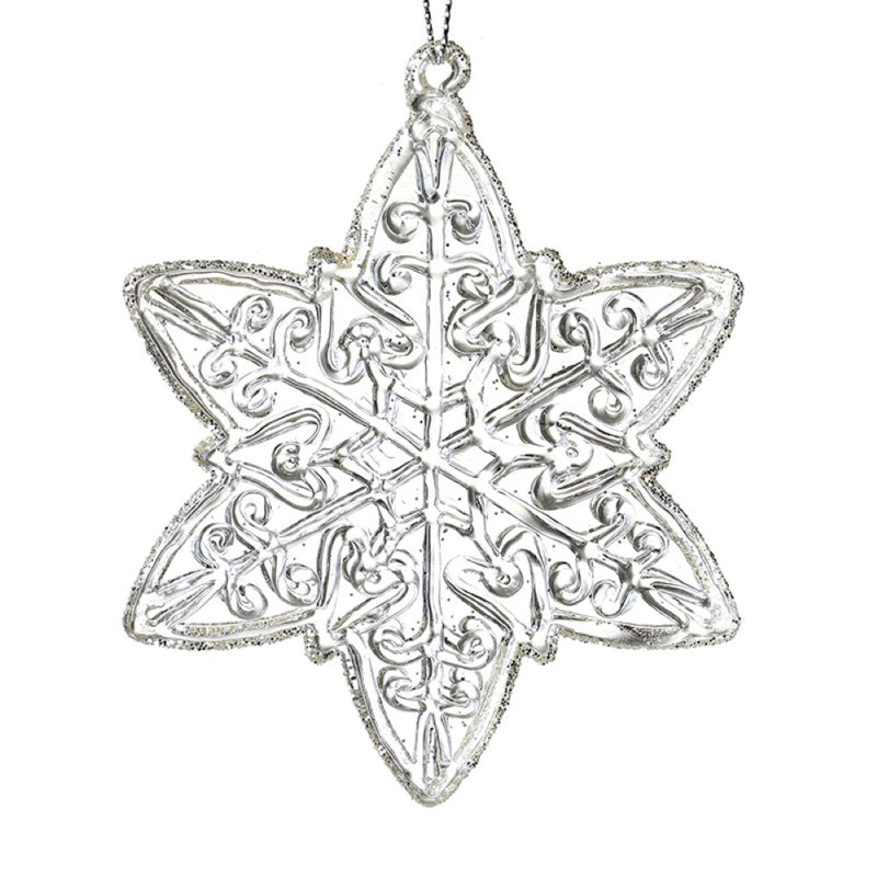Hanging Star Christmas Decoration, 9cm H x 9cm W x 1cm D, Clear