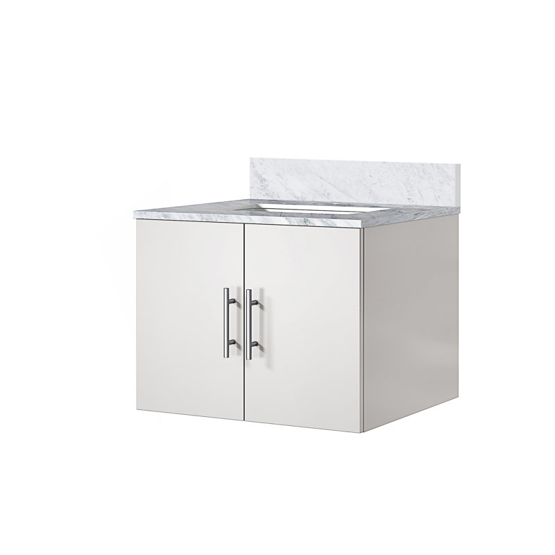 24 po X P 22 po Meuble-lavabo D avec comptoir en marbre de Carrare, Blanc lustré