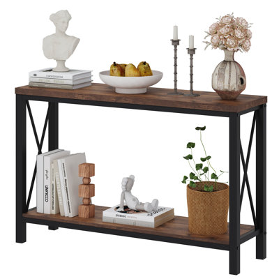 Aust 47.24'' Console Table, Wood And Metal Sofa Table For Living Room, Industrial 2 Tier Entryway Table For Hallway, Foyer, Front Door, Entrance