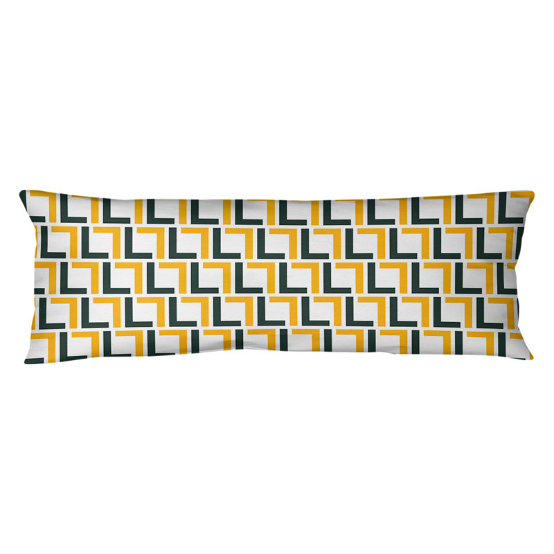 Polyester Medium Pillow, White/Dark Green/Gold, Polyester