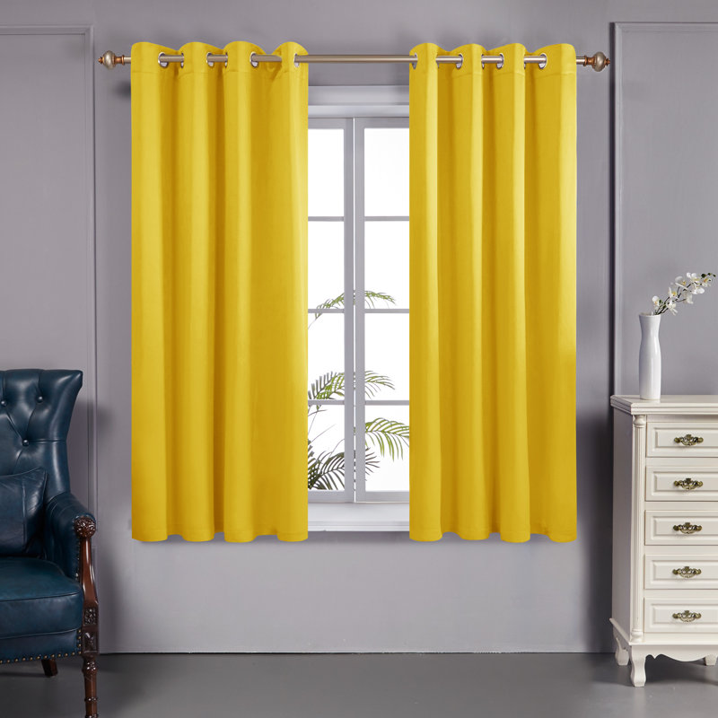 Bursaite 100 Percent Blackout Double Layers Lined Curtain Panel Pair, 52" W x 45" L, Navy Blue