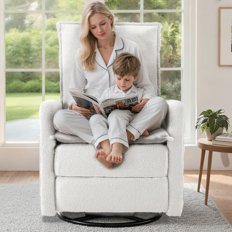 28.4" W Swivel Recliner Chair with Leg Support, White