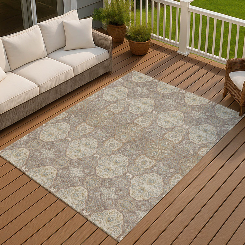 Tapis lavable à la machine intérieur / extérieur ACN2483, Moka, 9 pi x 12 pi