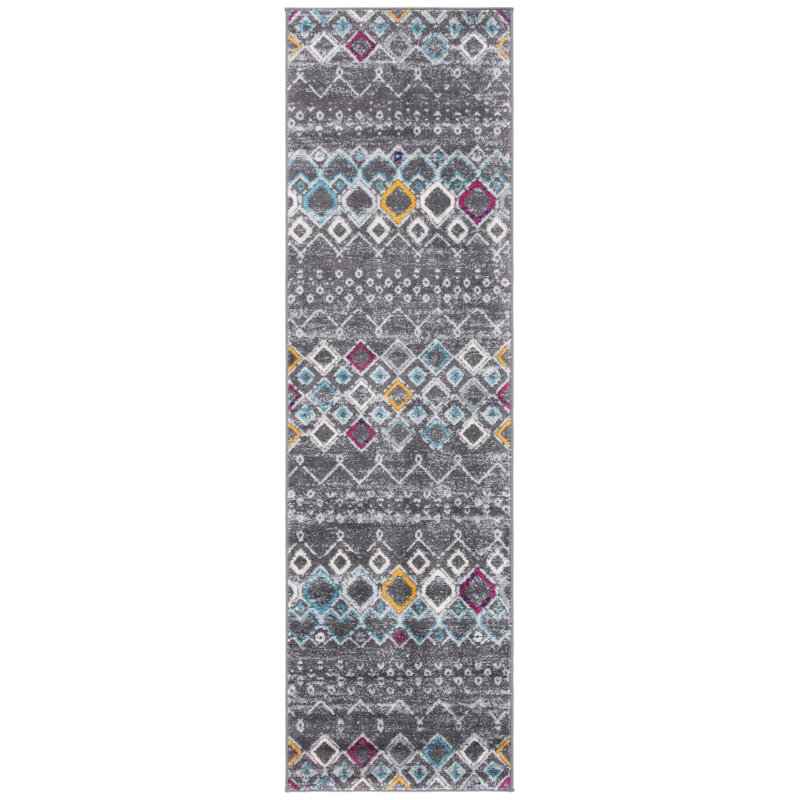 Aird Performance Southwestern Rug, Runner 2'3" x 14', Dark Gray/Ivory