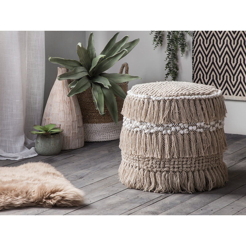 Genaro 44cm Wide Round Solid Colour Pouffe Ottoman