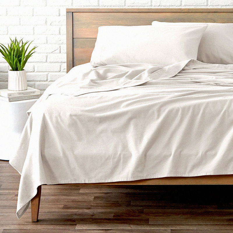 Luxury Flannel Bliss Queen Sheet Set, Ultra Soft Heavyweight Double Brushed Flannel, Deep Pocket Design - White Color - Cozy Bedding