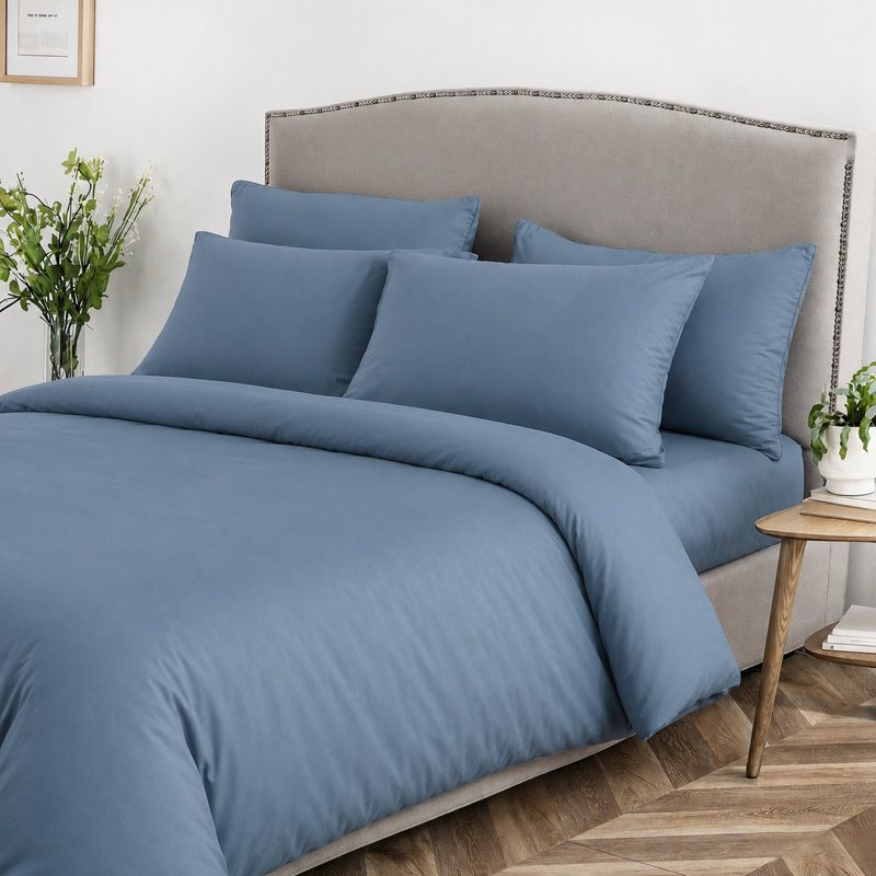 Lia Design Collection Microfiber Solid Colour Duvet Cover Set, King, Adriatic Blue