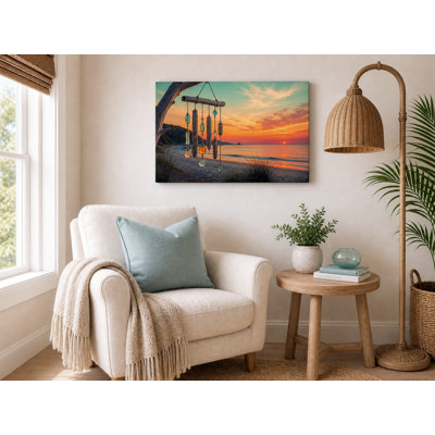 «Beach Wind Chime Sunset», art mural bord de mer Boho