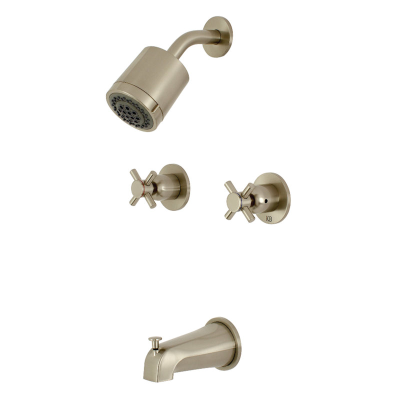 Kingston Brass Concord Double-Handle Tub and Shower Faucet, Brushed Nickel
