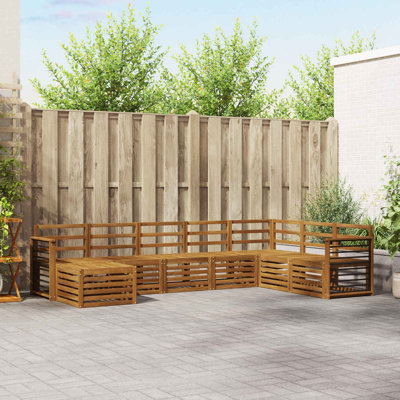 306 cm W Solid Wood Patio Corner Sofa Set
