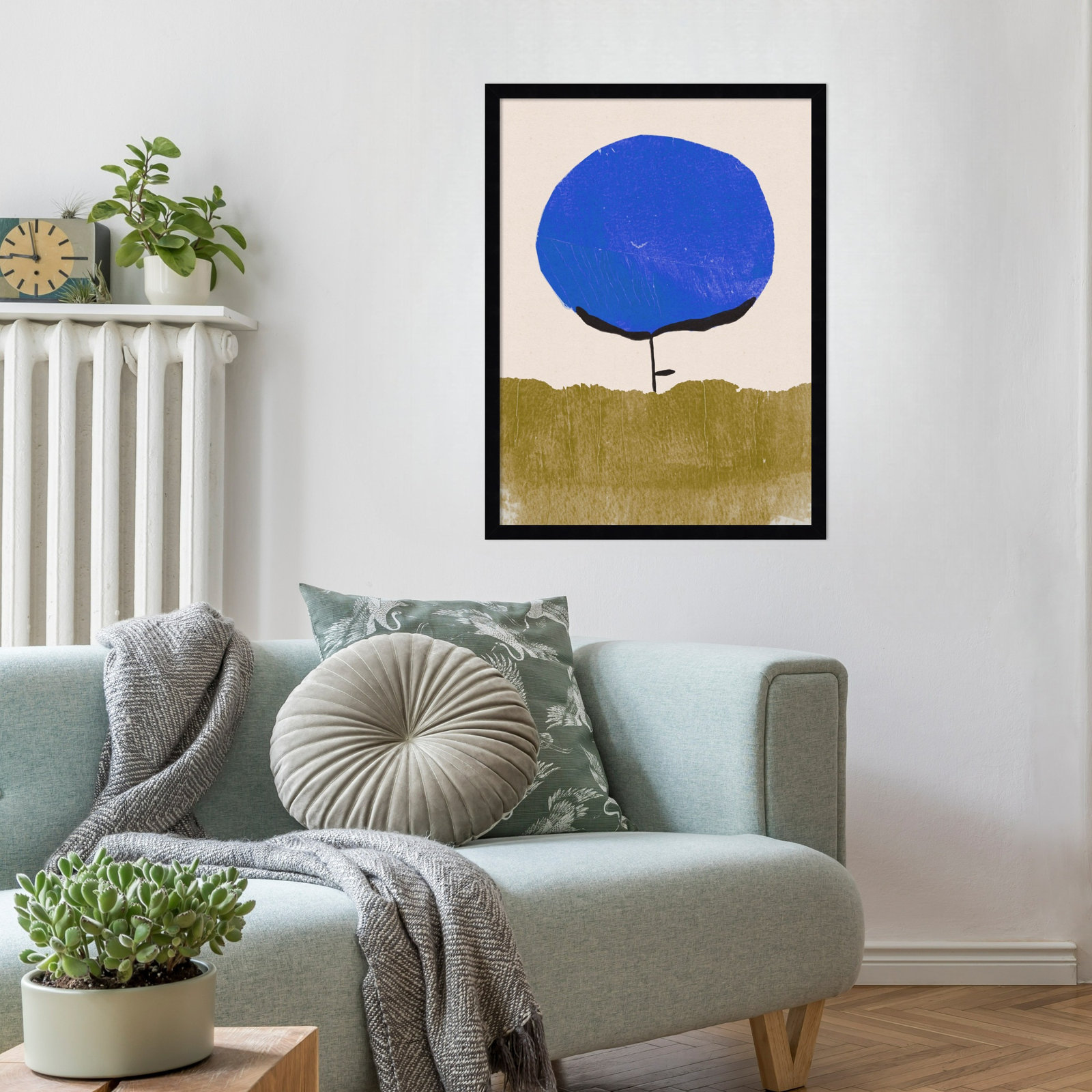 Blue Flower by Alisa Galitsyna Wood Framed Wall Art Print, Black, 25" H x 19" W