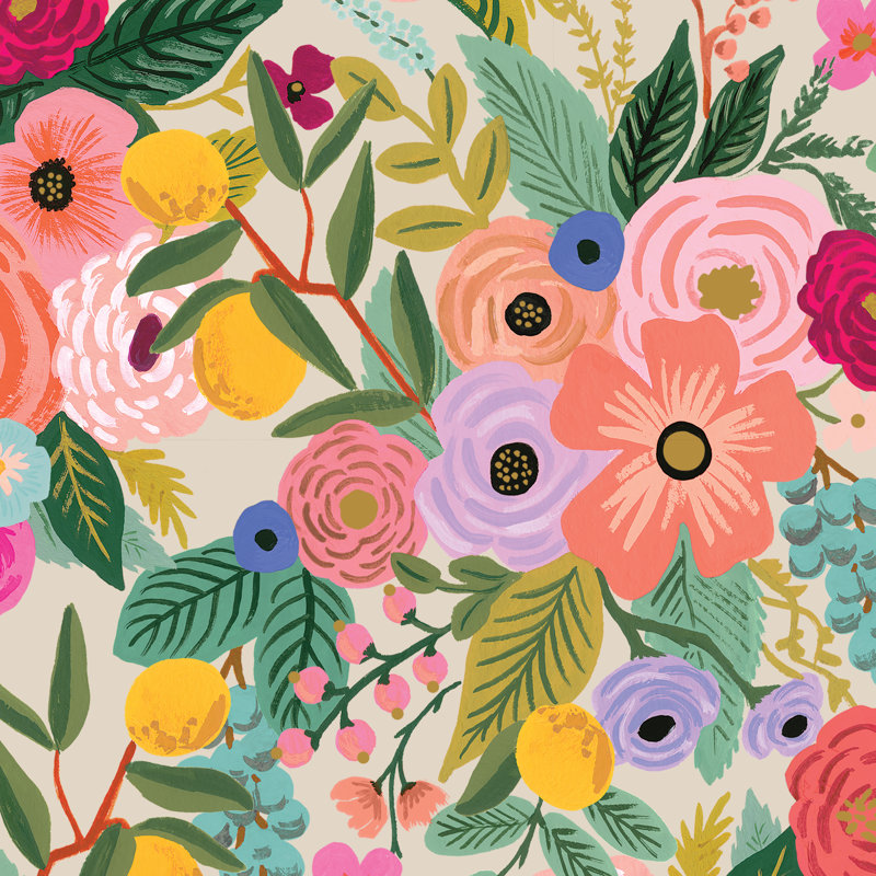 Rifle Paper Co. x Cloth & Company Bristol Armchair, Rpc Garden Party Garden Linen, Espresso