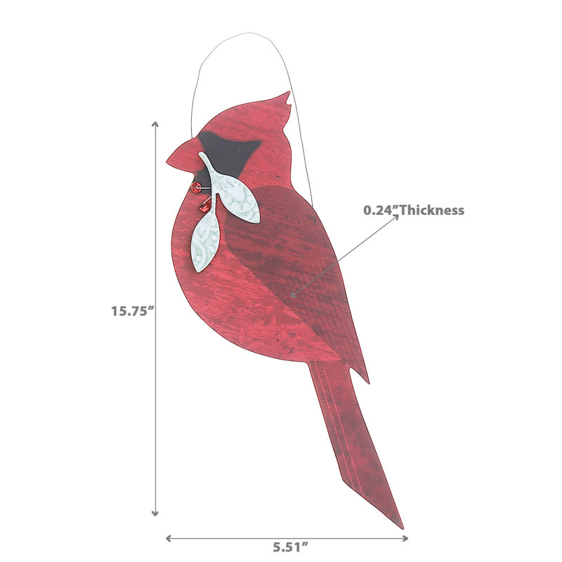 Grand ornement cardinal en bois - ensemble de 2