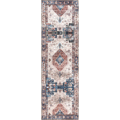 Eliza SpinClean Machine Washable Traditional Medallion Area Rug