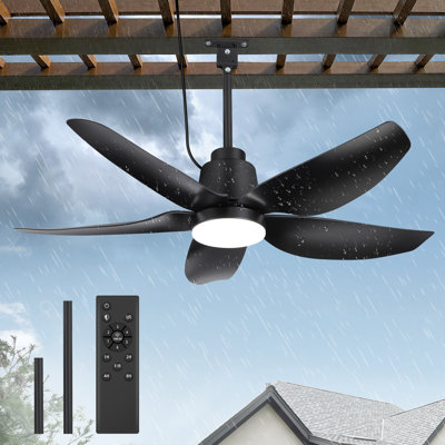 42/52 Inch Waterproof Outdoor Ceiling Fan With Lights And Remote,ceiling Fans With 3 Colors Led Light,quiet Dc Motor, Wet Rated Plug In Ceiling Fan With Cord For Patios Porch Pergola