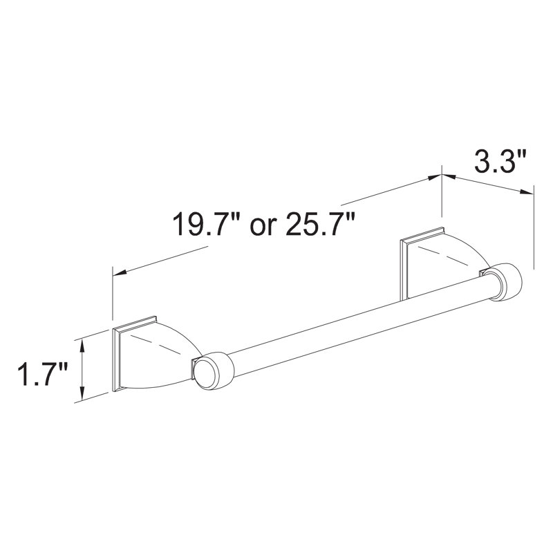 Quattro 18" Towel Bar, Satin Nickel, 1.75" H x 19.75" W x 3.3125" D
