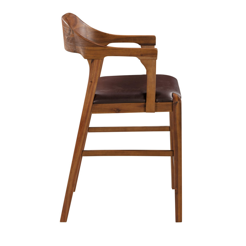 Lyndel Upholstered Faux Leather Counter Stool with Solid Wood Frame, Counter Stool Bar Stool (24” Seat Height)