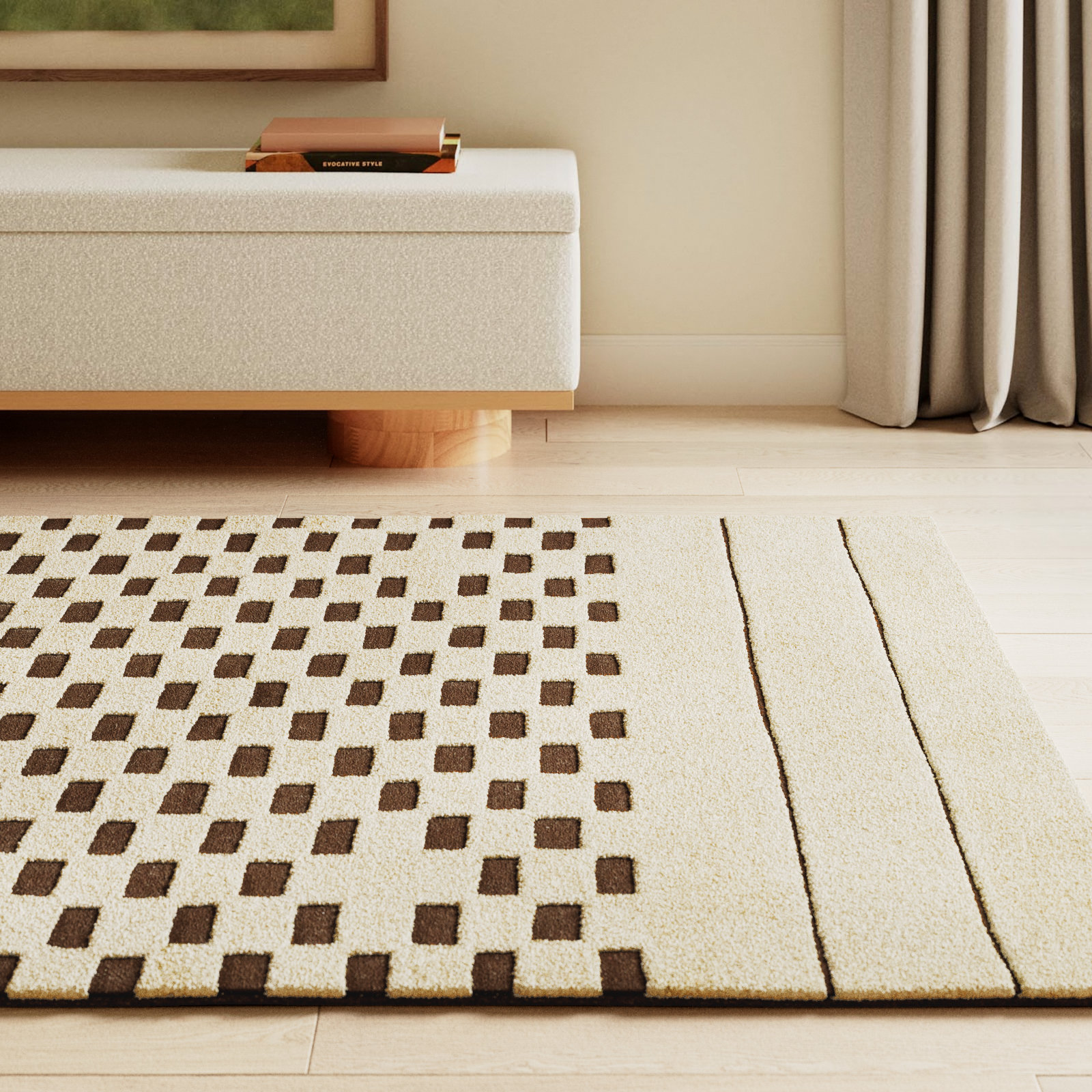 Aelin Hand-Tufted Checkered Wool Rug, Rectangle 8' x 10'