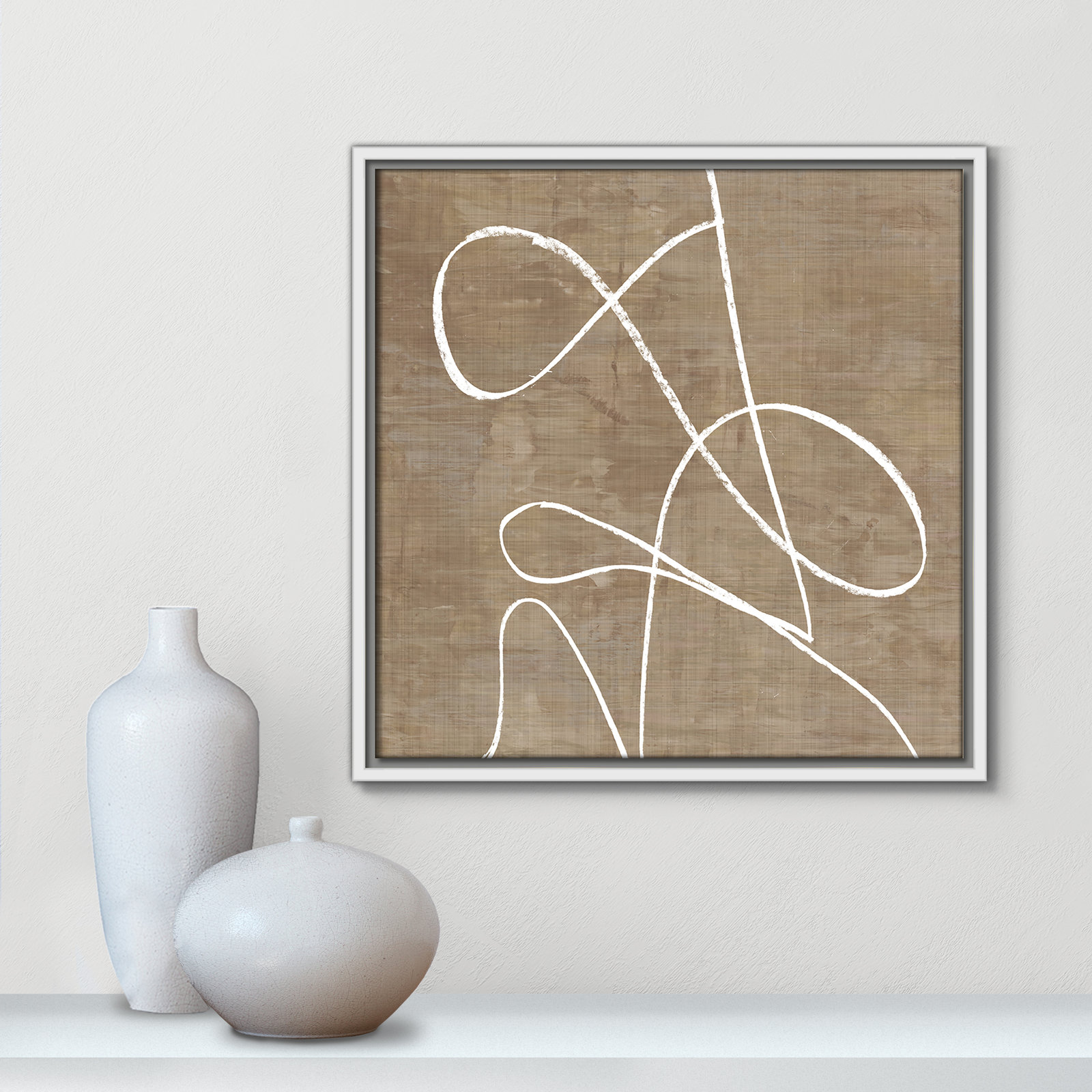 Catana "Swooping Lines" Print, 17.5" H x 17.5" W, White