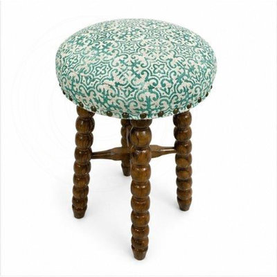 Spindle Upholstered Bar Stool with Solid Acacia Wood