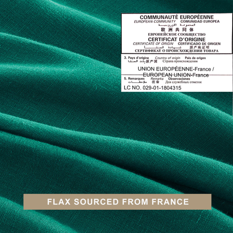 TOSMO Pure Linen Sheets, Queen Sheet Set with 2 Pillowcases, Teal