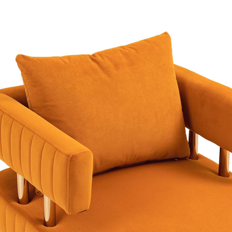 Izayah Upholstered Accent Chair, Orange Polyester