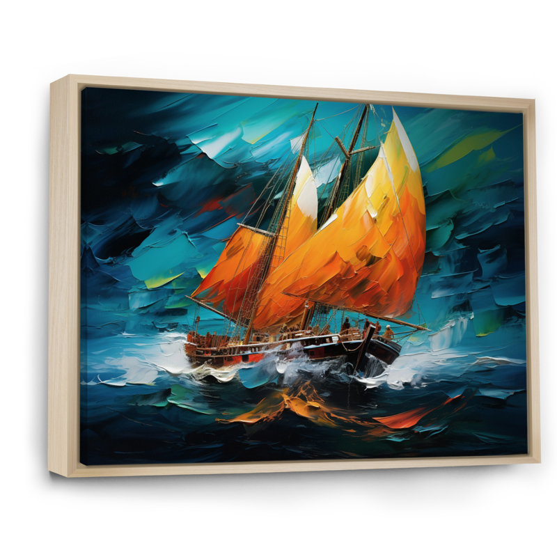 Bateau fusion maritime - impression, H 12 po x l 20 po x P 1 po, Cadre naturel flottant