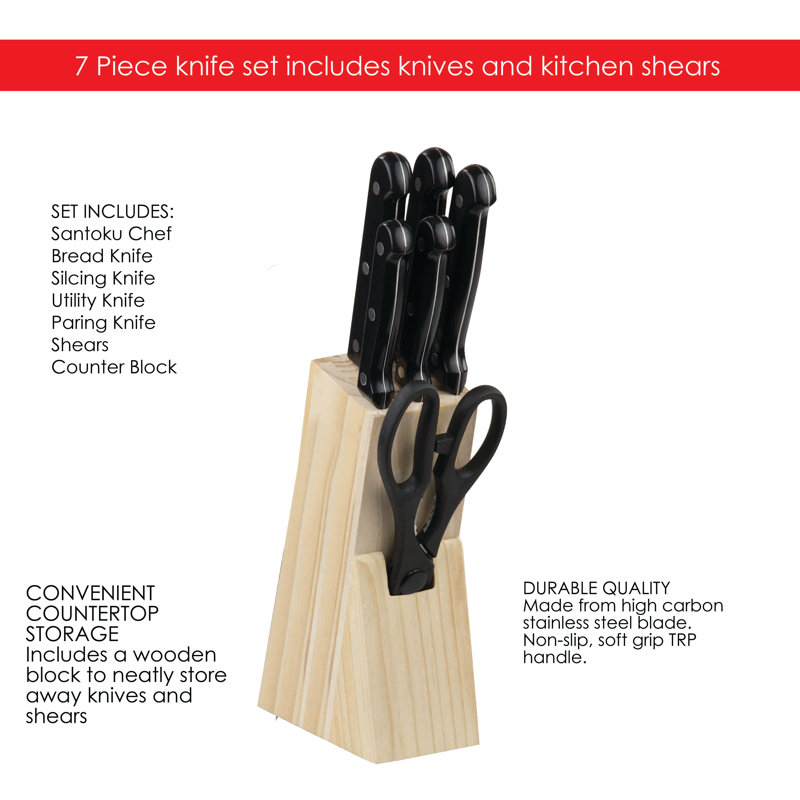 Ensemble de couteaux 7 pièces Coston, Noir