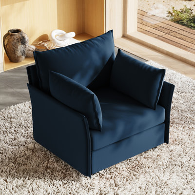 Chaise d'appoint rembourrée avec accoudoirs bleu Adrielle