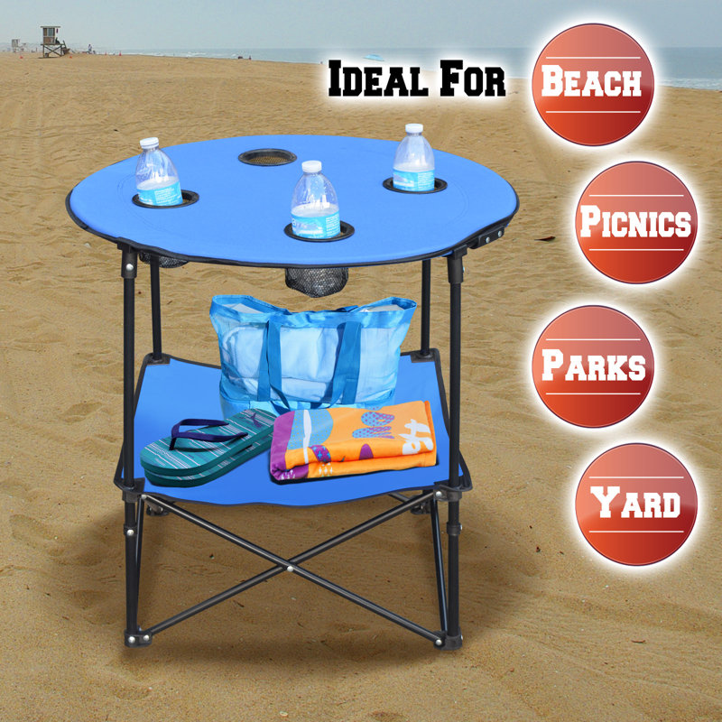 Round Folding Outdoor Camping Table , in. W in. D, 29" H x 30" W x 30" D