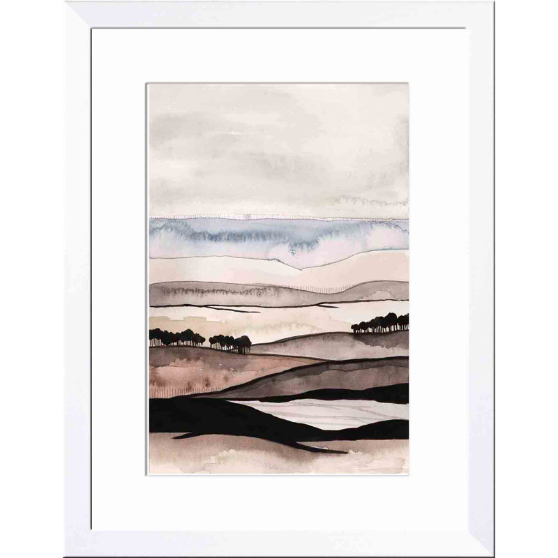 «Strata I» par Grace Popp - peinture encadrée, Blanc, H 12 po x l 18 po