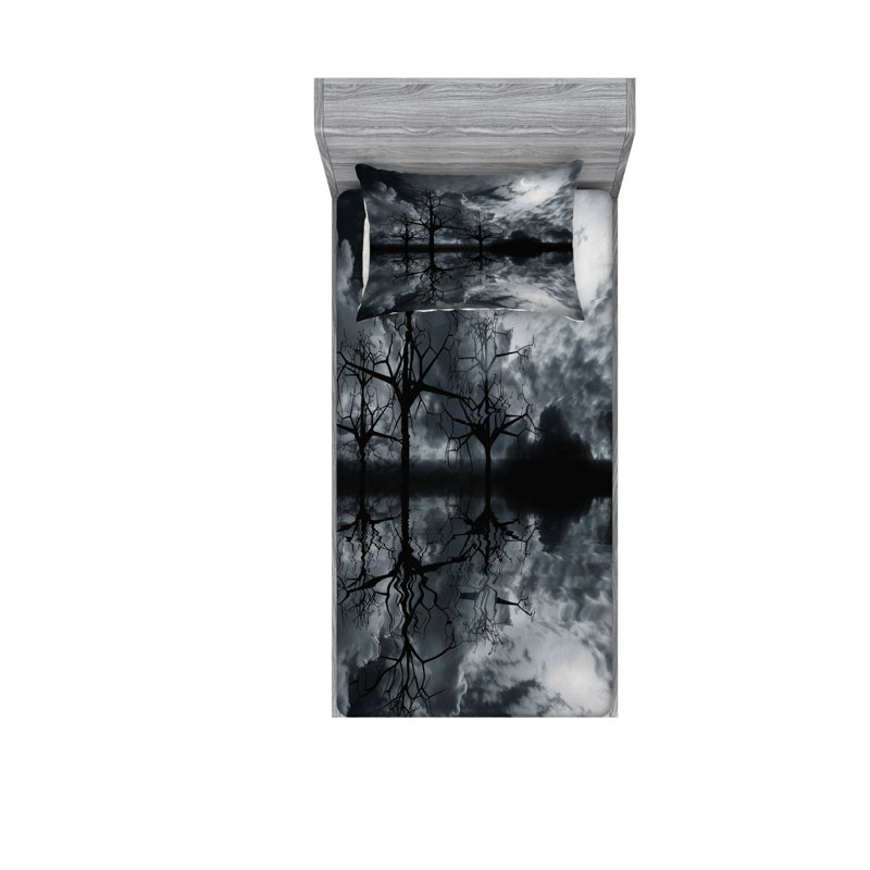 Ensemble de draps à terrains fantaisie en 3d, Ensemble de draps pour lit simple avec drap-housse