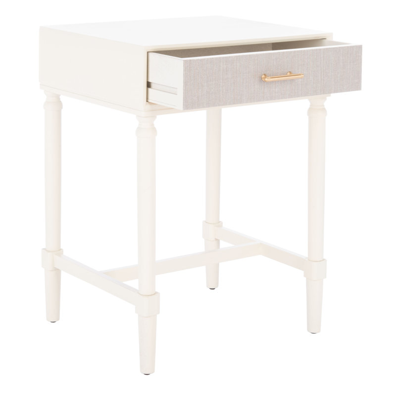 Peters End Table with Storage, White