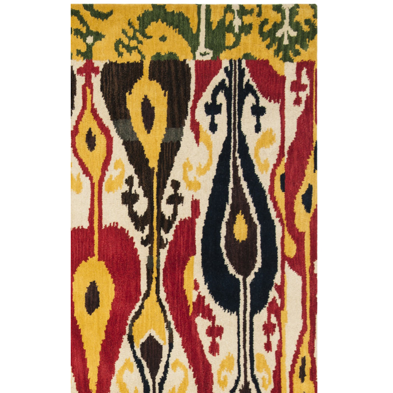 Tapis ikat en laine touffeté à la main Kline, Tapis de couloir 2 pi 3 po x 8 pi
