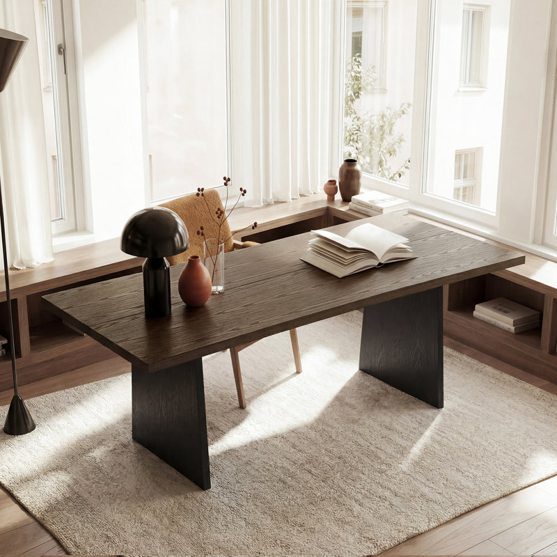 83.9'' W Solid Oak Executive Computer Desk