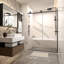 Mortix 54 po X P 74 po H Porte de douche coulissante simple sans cadre en noir mat avec transparent 5/16 po Verre