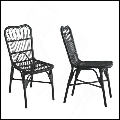 Ensemble de 2 chaises d'extérieur en osier de patio en osier pour terrasse, piscine, jardin