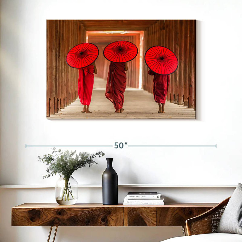 Adella Three Buddhist Monks, 26" H x 39" W