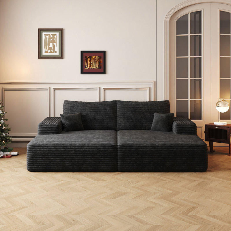 Canapé-lit de 74,8 po avec canapé-lit double, méridienne pour salle de cinéma, aucun assemblage requis (tissu en velours côtelé moelleux)