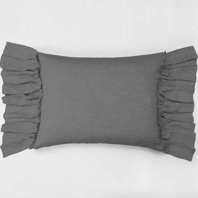  Couvre-oreiller en lin, Gris, Simple